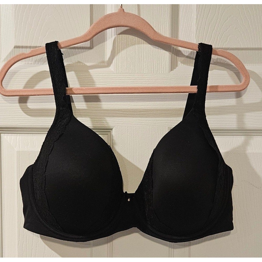 Soma Embraceable Full Coverage‎ Bra 40DD Black Lace Trim Underwire T-Shirt Bra